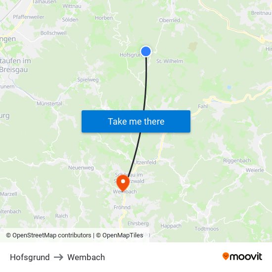 Hofsgrund to Wembach map