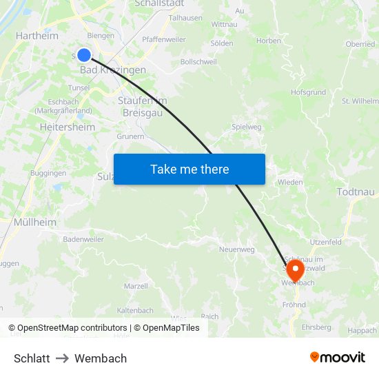 Schlatt to Wembach map