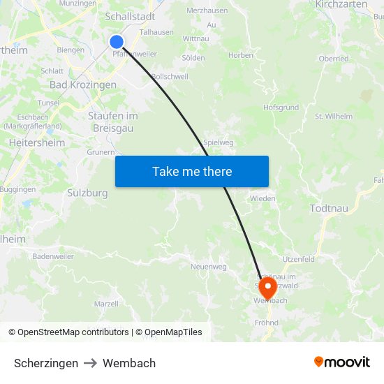 Scherzingen to Wembach map