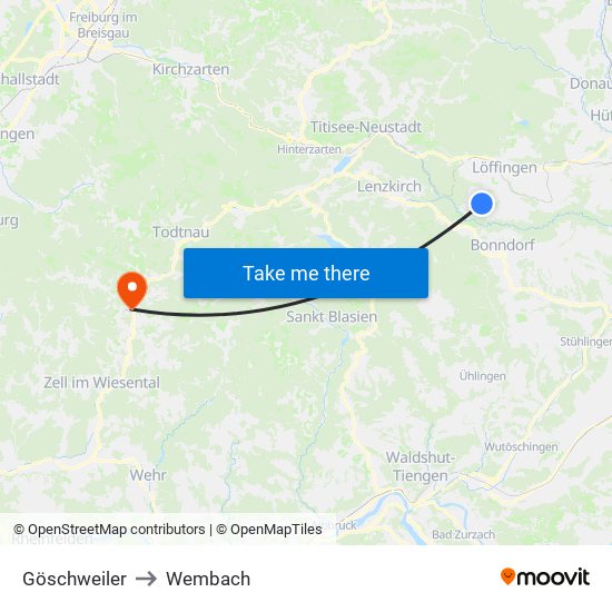 Göschweiler to Wembach map