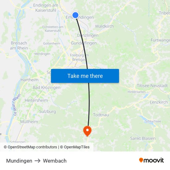 Mundingen to Wembach map