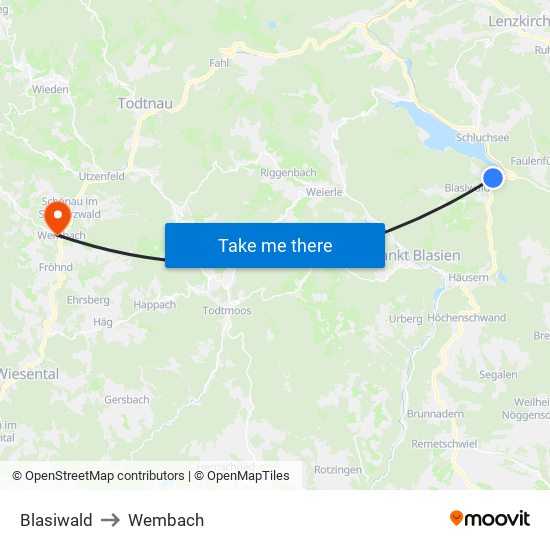 Blasiwald to Wembach map