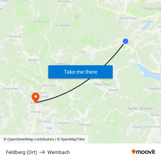 Feldberg (Ort) to Wembach map