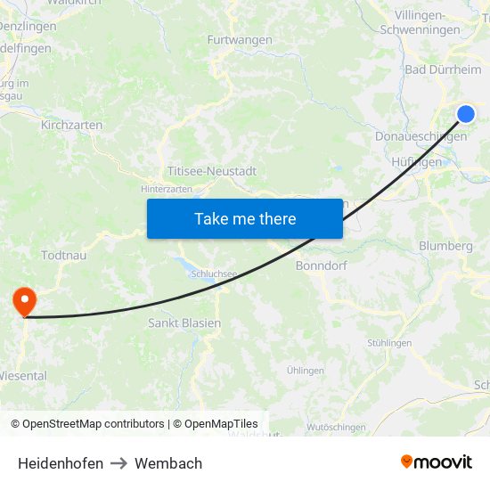 Heidenhofen to Wembach map