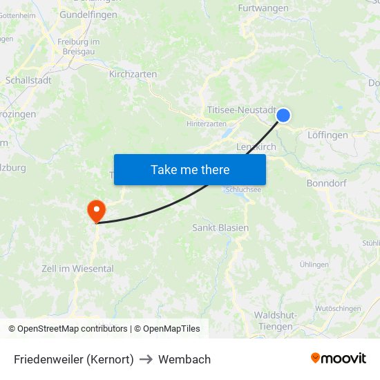 Friedenweiler (Kernort) to Wembach map