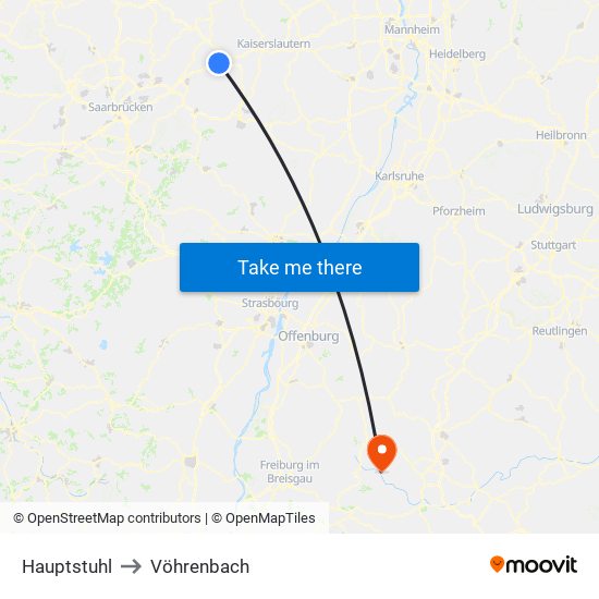 Hauptstuhl to Vöhrenbach map