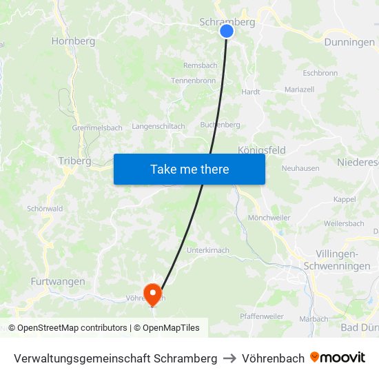 Verwaltungsgemeinschaft Schramberg to Vöhrenbach map