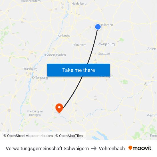 Verwaltungsgemeinschaft Schwaigern to Vöhrenbach map