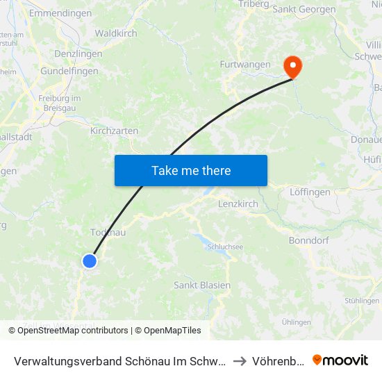 Verwaltungsverband Schönau Im Schwarzwald to Vöhrenbach map