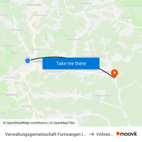 Verwaltungsgemeinschaft Furtwangen Im Schwarzwald to Vöhrenbach map