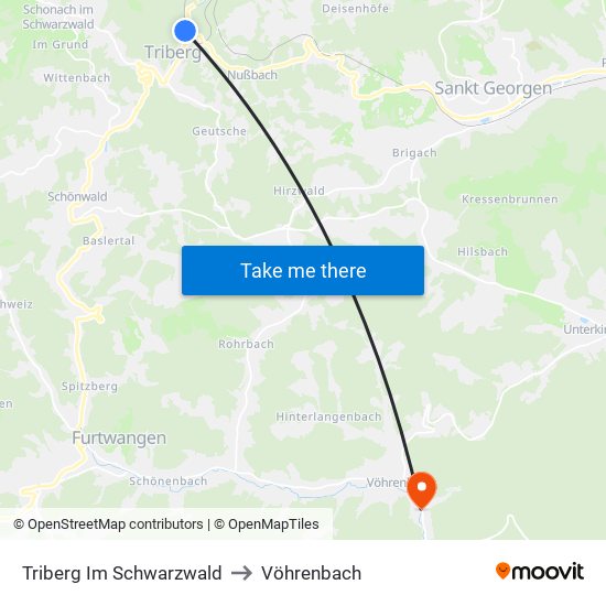 Triberg Im Schwarzwald to Vöhrenbach map