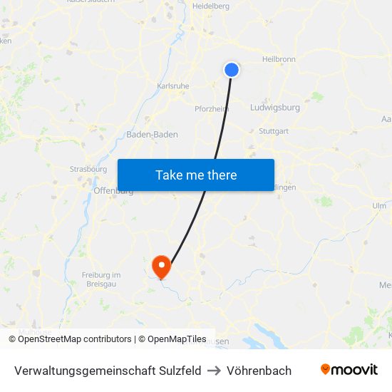 Verwaltungsgemeinschaft Sulzfeld to Vöhrenbach map