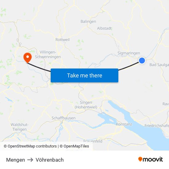 Mengen to Vöhrenbach map