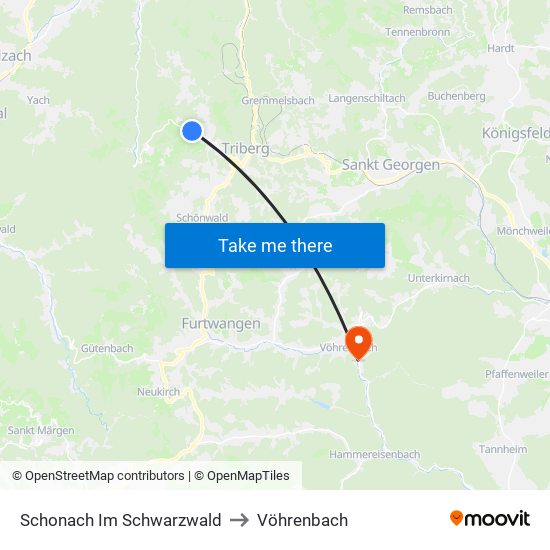 Schonach Im Schwarzwald to Vöhrenbach map