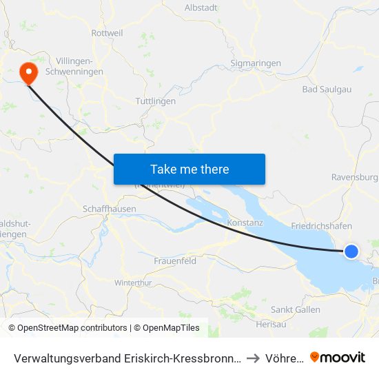 Verwaltungsverband Eriskirch-Kressbronn am Bodensee-Langenargen to Vöhrenbach map