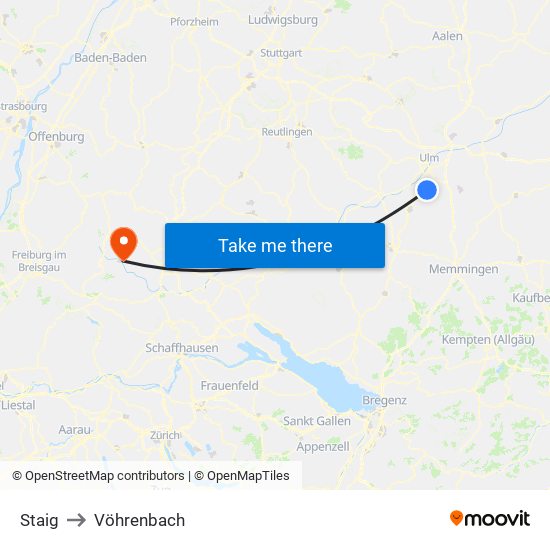 Staig to Vöhrenbach map