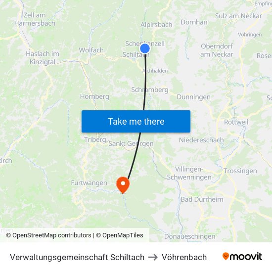 Verwaltungsgemeinschaft Schiltach to Vöhrenbach map