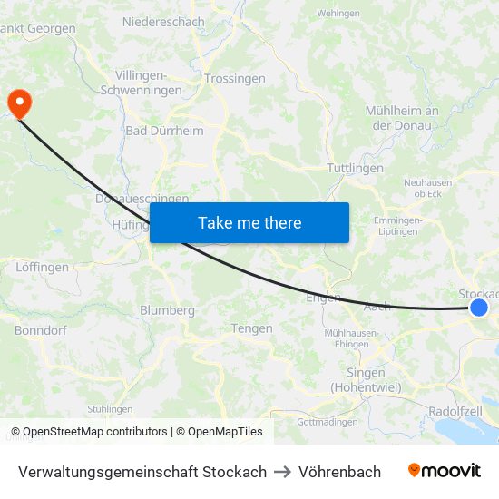 Verwaltungsgemeinschaft Stockach to Vöhrenbach map