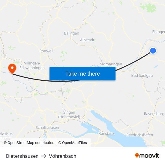 Dietershausen to Vöhrenbach map