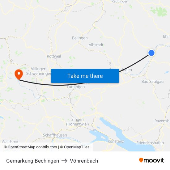 Gemarkung Bechingen to Vöhrenbach map