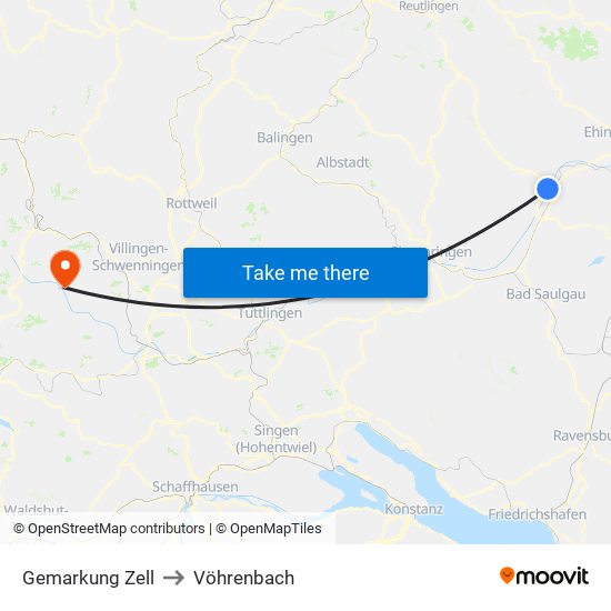 Gemarkung Zell to Vöhrenbach map