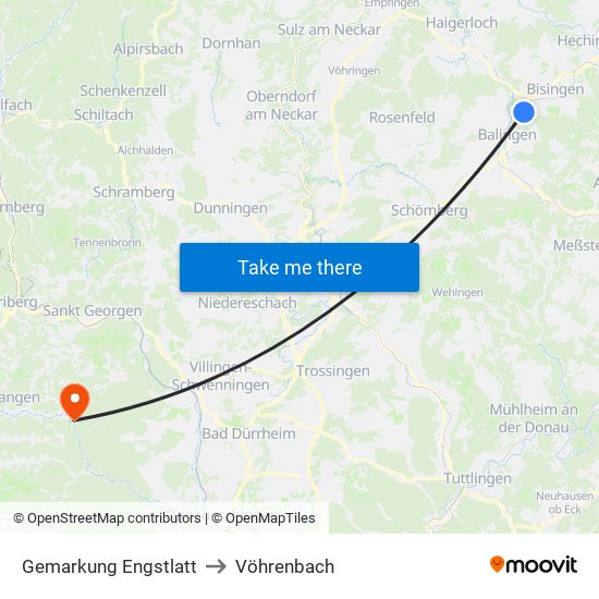 Gemarkung Engstlatt to Vöhrenbach map