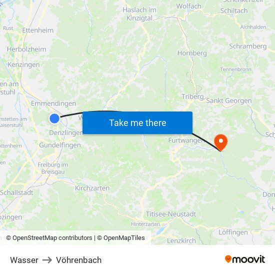 Wasser to Vöhrenbach map
