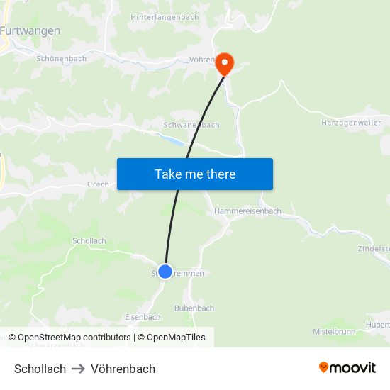Schollach to Vöhrenbach map