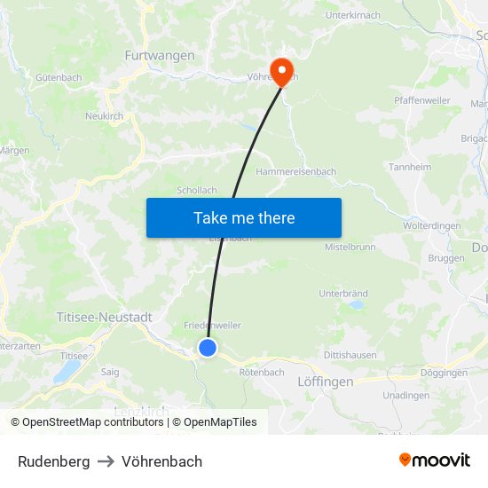 Rudenberg to Vöhrenbach map
