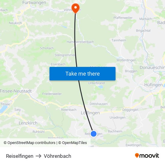 Reiselfingen to Vöhrenbach map