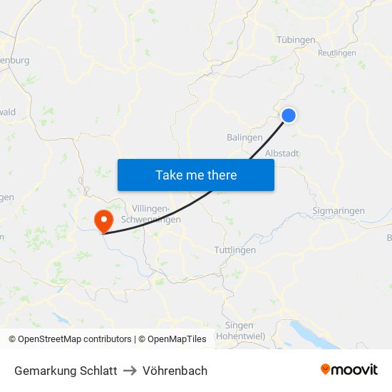 Gemarkung Schlatt to Vöhrenbach map