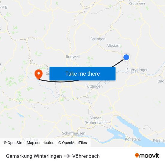 Gemarkung Winterlingen to Vöhrenbach map