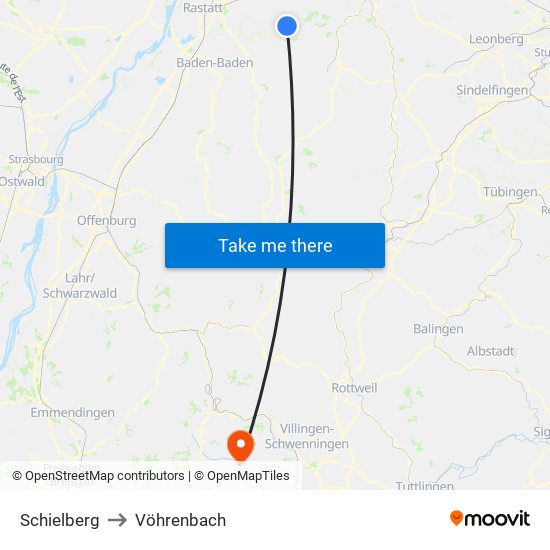 Schielberg to Vöhrenbach map