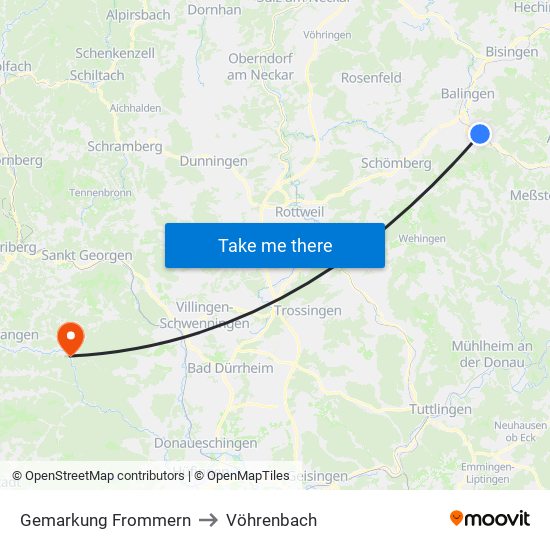 Gemarkung Frommern to Vöhrenbach map