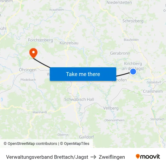 Verwaltungsverband Brettach/Jagst to Zweiflingen map
