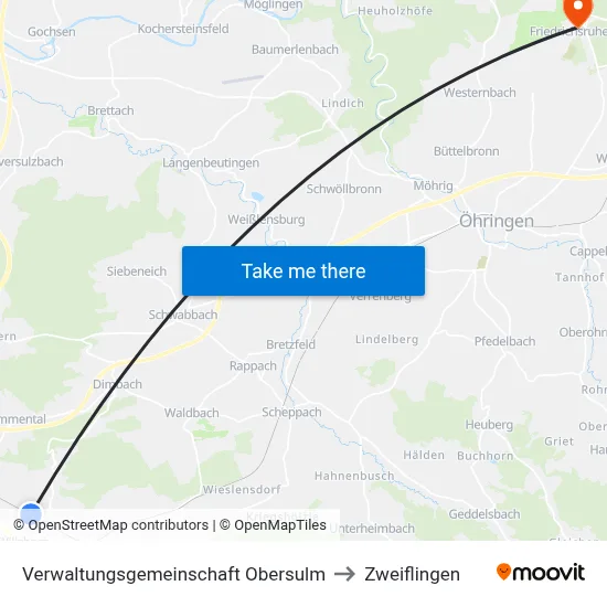 Verwaltungsgemeinschaft Obersulm to Zweiflingen map