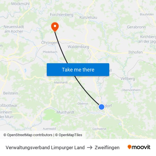 Verwaltungsverband Limpurger Land to Zweiflingen map