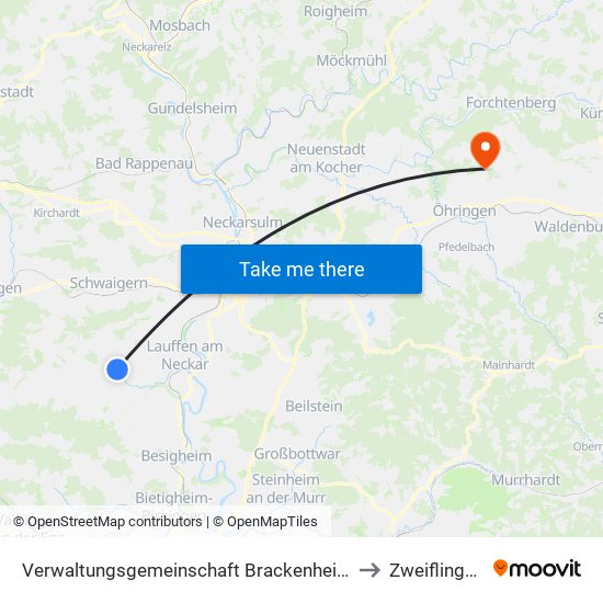 Verwaltungsgemeinschaft Brackenheim to Zweiflingen map