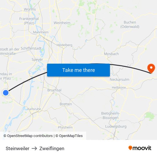 Steinweiler to Zweiflingen map