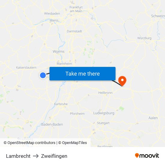 Lambrecht to Zweiflingen map