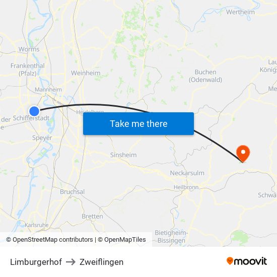 Limburgerhof to Zweiflingen map