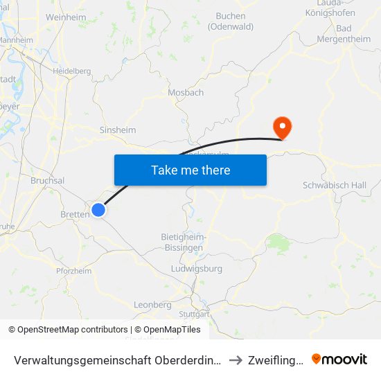 Verwaltungsgemeinschaft Oberderdingen to Zweiflingen map