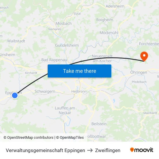 Verwaltungsgemeinschaft Eppingen to Zweiflingen map