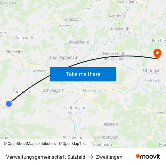 Verwaltungsgemeinschaft Sulzfeld to Zweiflingen map