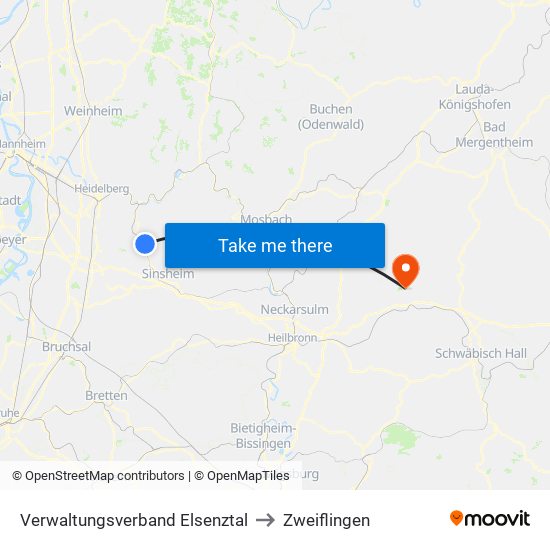 Verwaltungsverband Elsenztal to Zweiflingen map