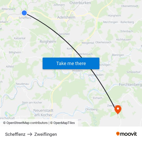 Schefflenz to Zweiflingen map