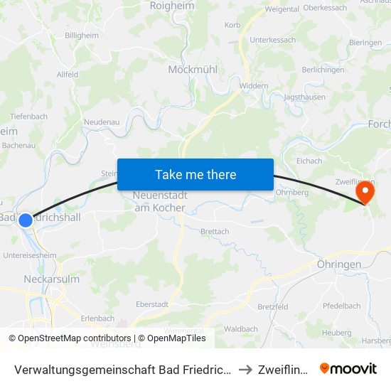 Verwaltungsgemeinschaft Bad Friedrichshall to Zweiflingen map