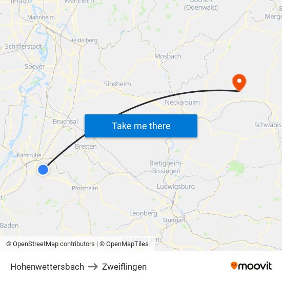 Hohenwettersbach to Zweiflingen map