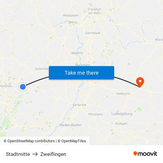 Stadtmitte to Zweiflingen map