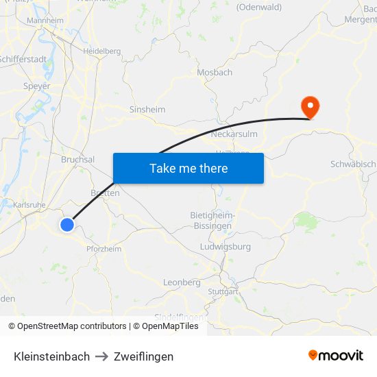 Kleinsteinbach to Zweiflingen map
